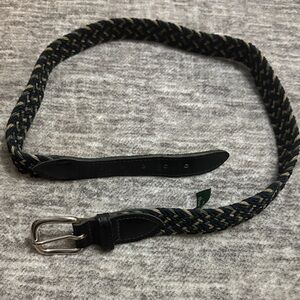 Woven Braided Stretch Belt in Black and Olive
